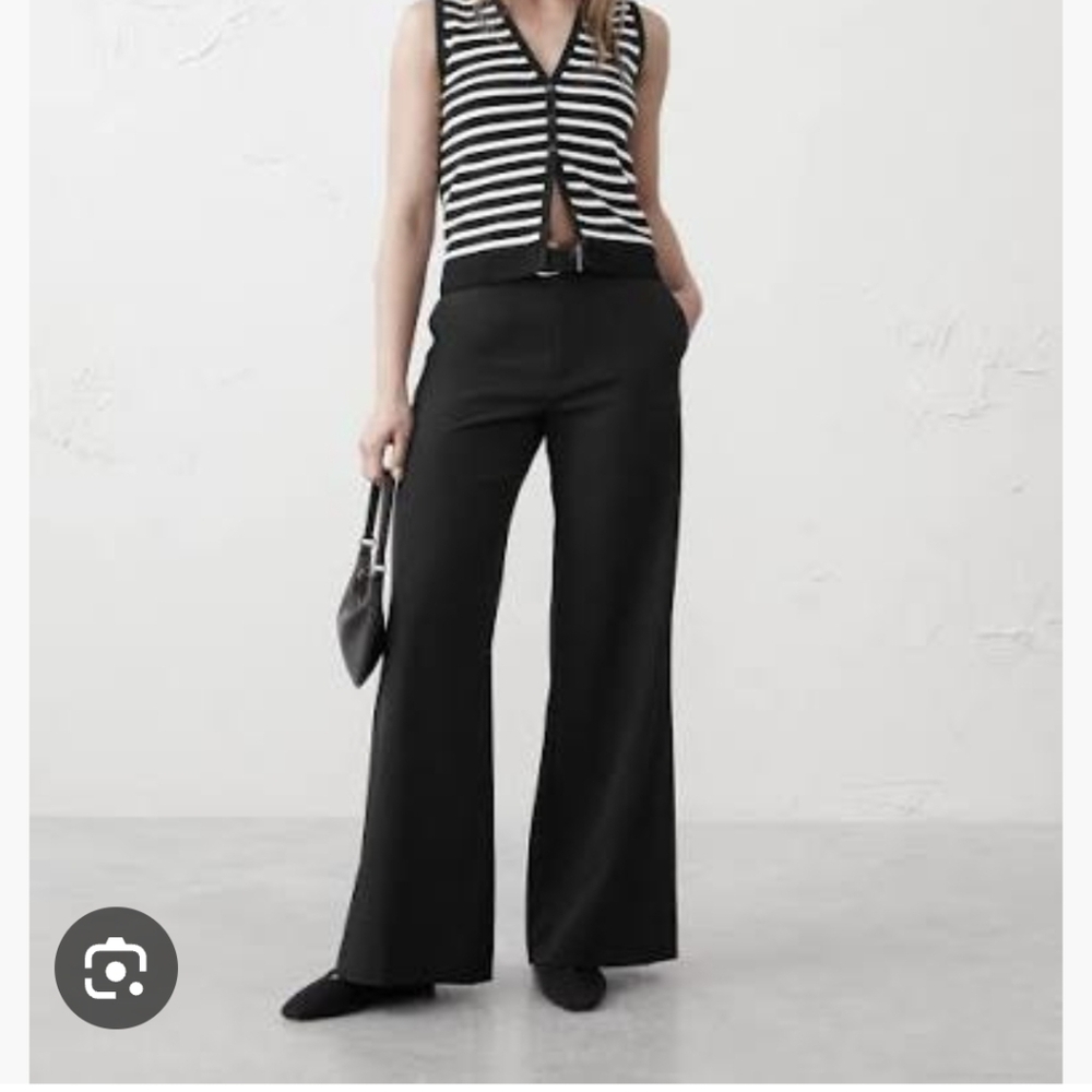 Banana Republic Black Wide-Leg Sculpted Trousers Sz.4P NWT